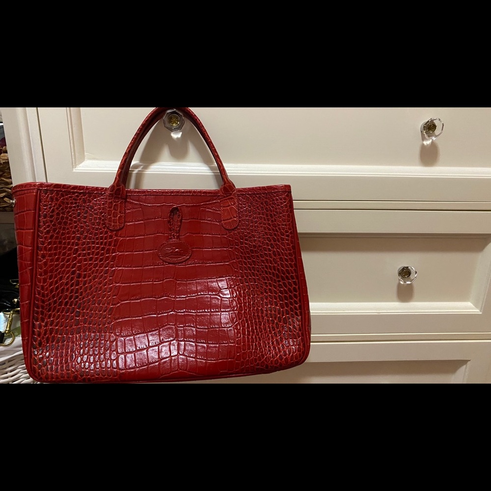 Pre-loved Longchamp croc tote bag